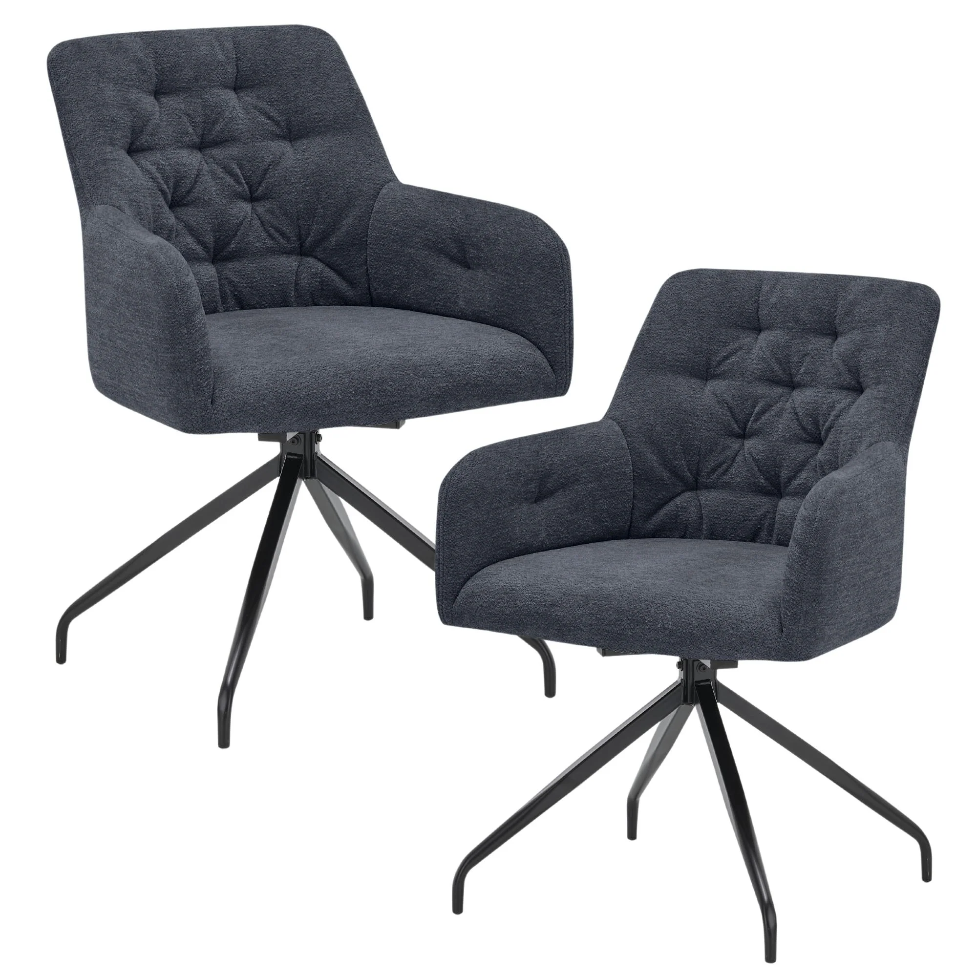 set one by Musterring Esszimmerstühle 'Seattle' 2er-Set, 360° drehbar, Polsterstuhl mit Arm- & Rückenlehne, Küchenstuhl mit gepolsterter Sitzfläche, cremeweiß - Image 3