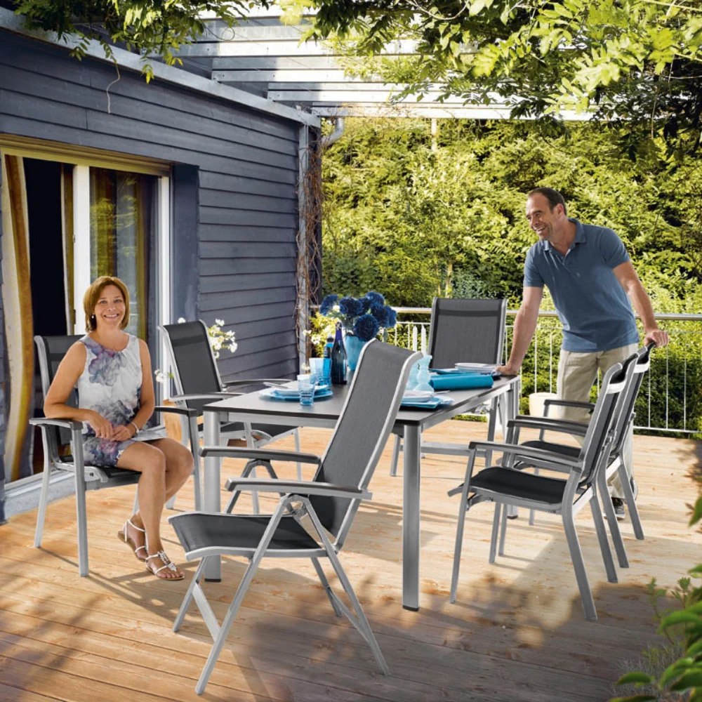 Sieger Stapelsessel Calvi, Gartenstuhl mit Alu-Gestell & Textilux®-Gewebe - Image 3