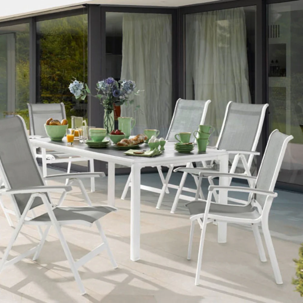 Sieger Stapelsessel Calvi, Gartenstuhl mit Alu-Gestell & Textilux®-Gewebe - Image 9