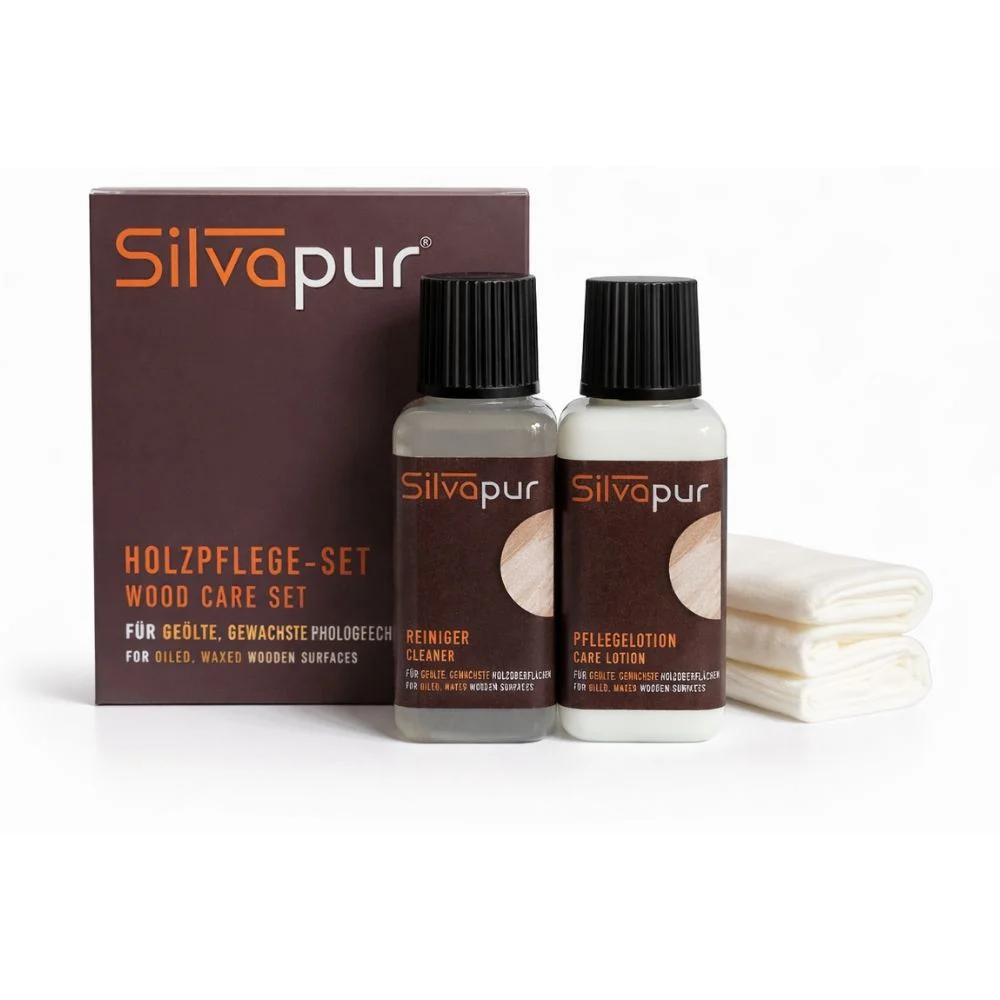 SILVAPUR® Holzpflege-Set für geölte und gewachste Holzoberflächen, Holzmöbel-Pflege, 4-tlg.