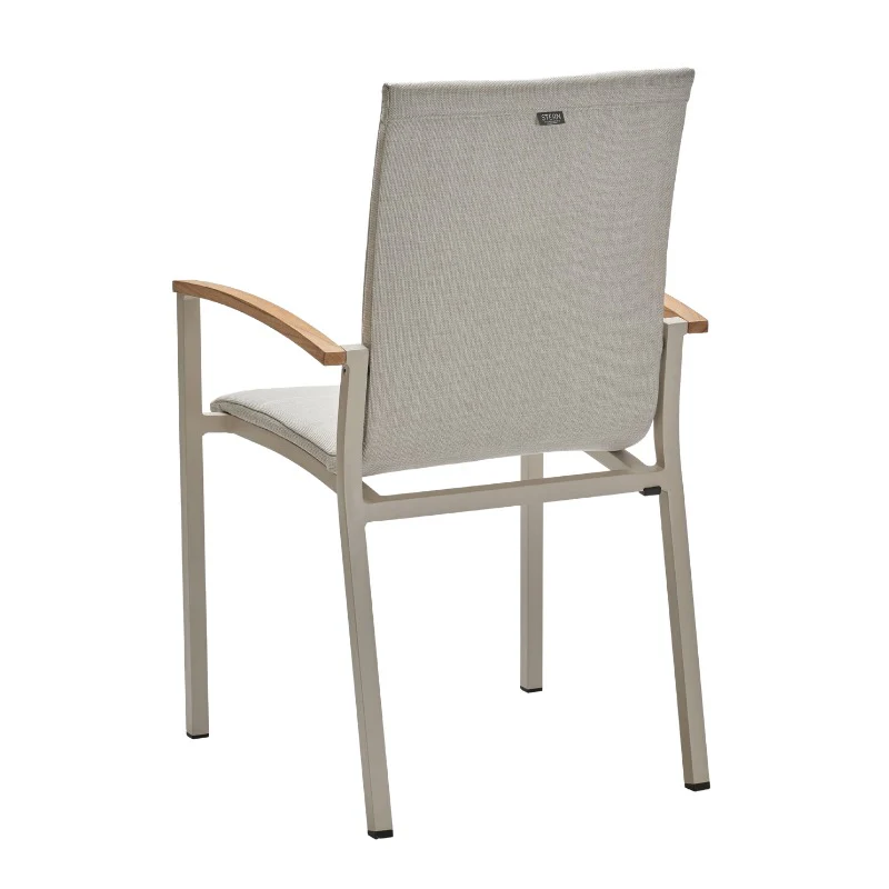STERN Mick Stapelsessel, gepolsterter Gartenstuhl mit Teak-Armlehne - Image 4