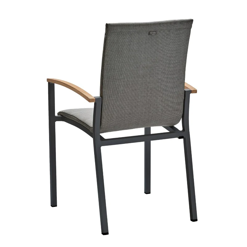 STERN Mick Stapelsessel, gepolsterter Gartenstuhl mit Teak-Armlehne - Image 7