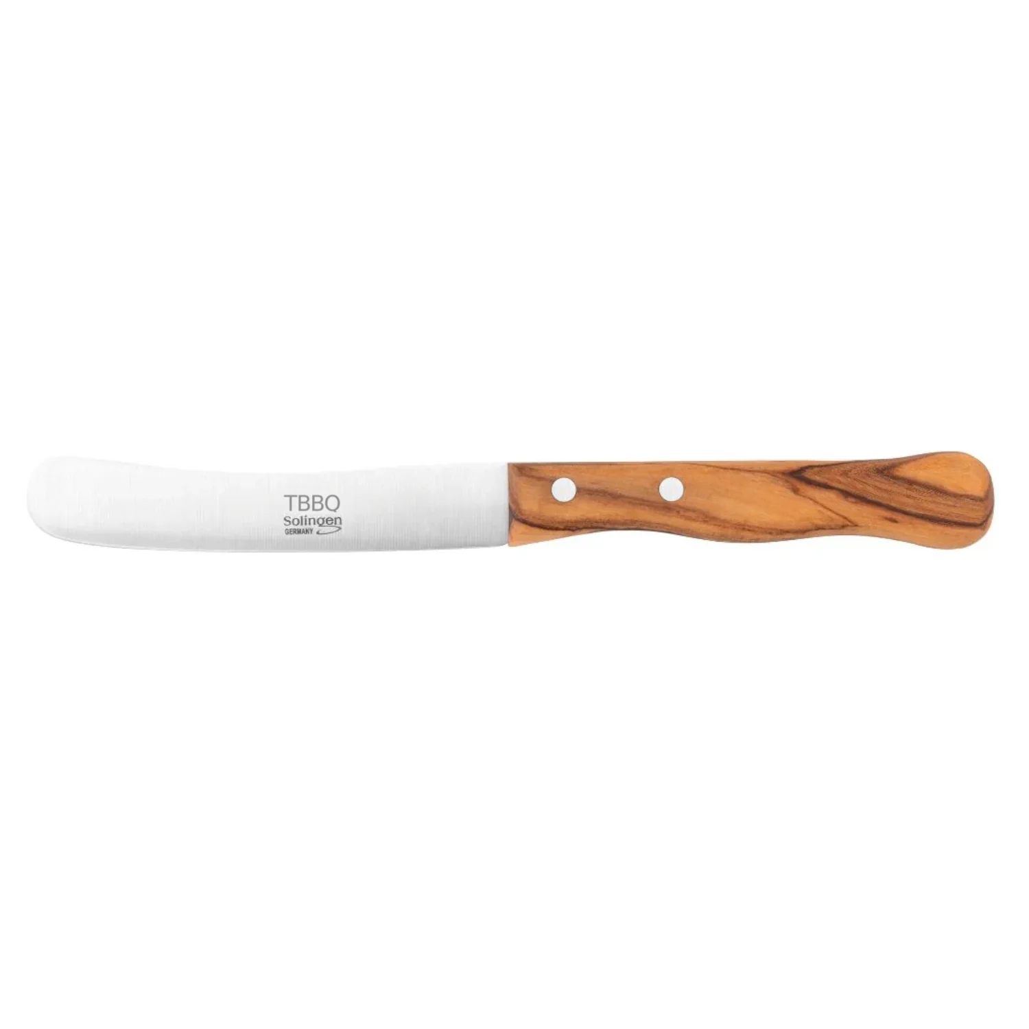 TBBQ Buckelsmesser Buttermesser mit Edelstahlklinge 11 cm (4,5"), rostfrei, Olivenholzgriff