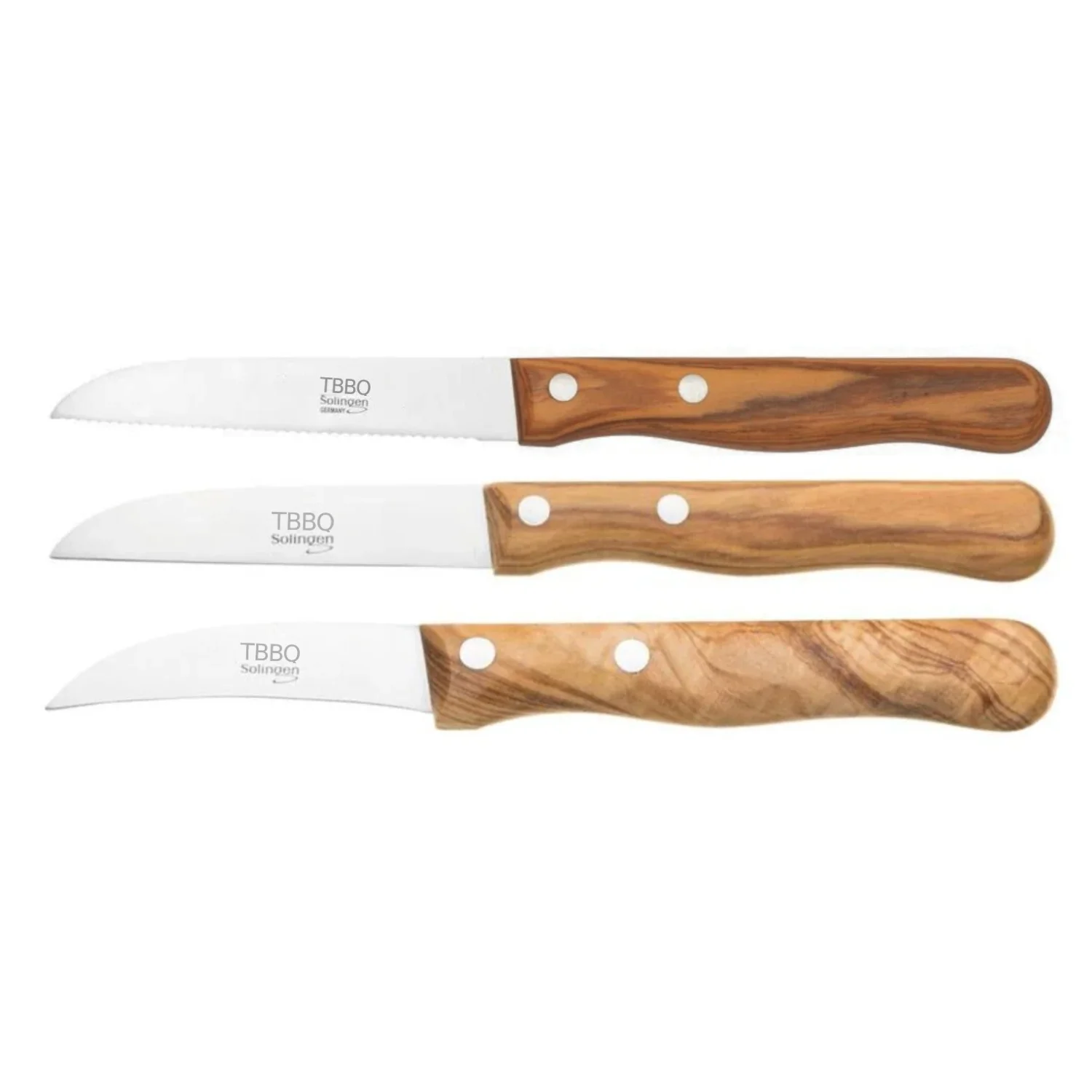 TBBQ Gemüsemesser-Set, 3-tlg., hochwertiges Messerset zum Schälen und Schneiden von Obst und Gemüse