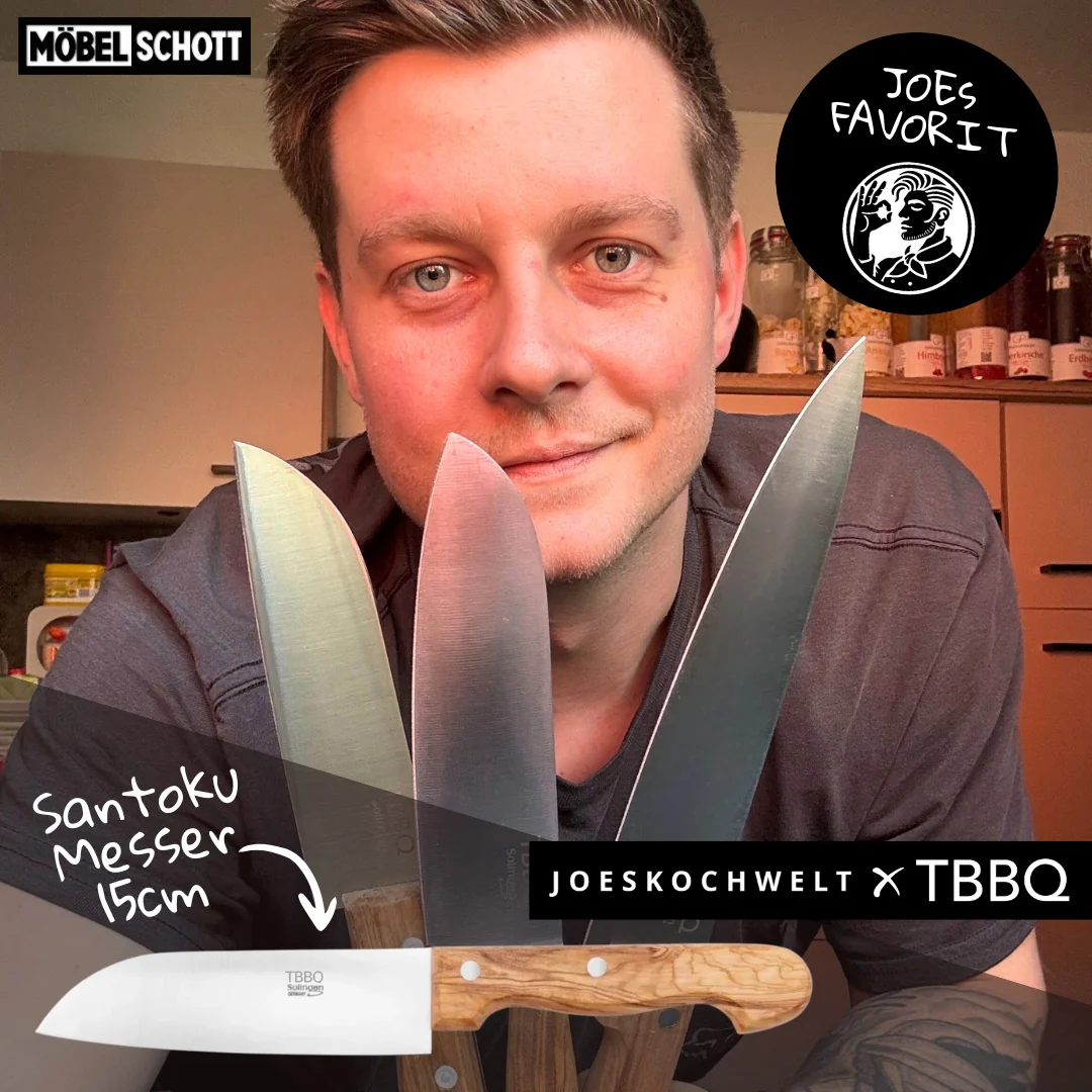 TBBQ Santoku Küchenmesser mit Edelstahlklinge 15 cm, rostfrei, Olivenholzgriff - Image 2