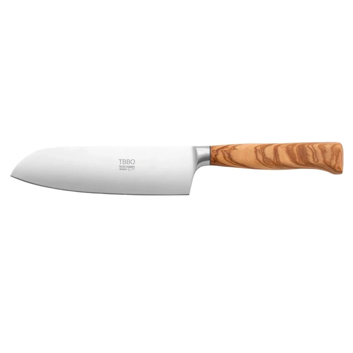 TBBQ Santoku Küchenmesser mit geschmiedeter Klinge 16 cm, rostfrei, Olivenholzgriff