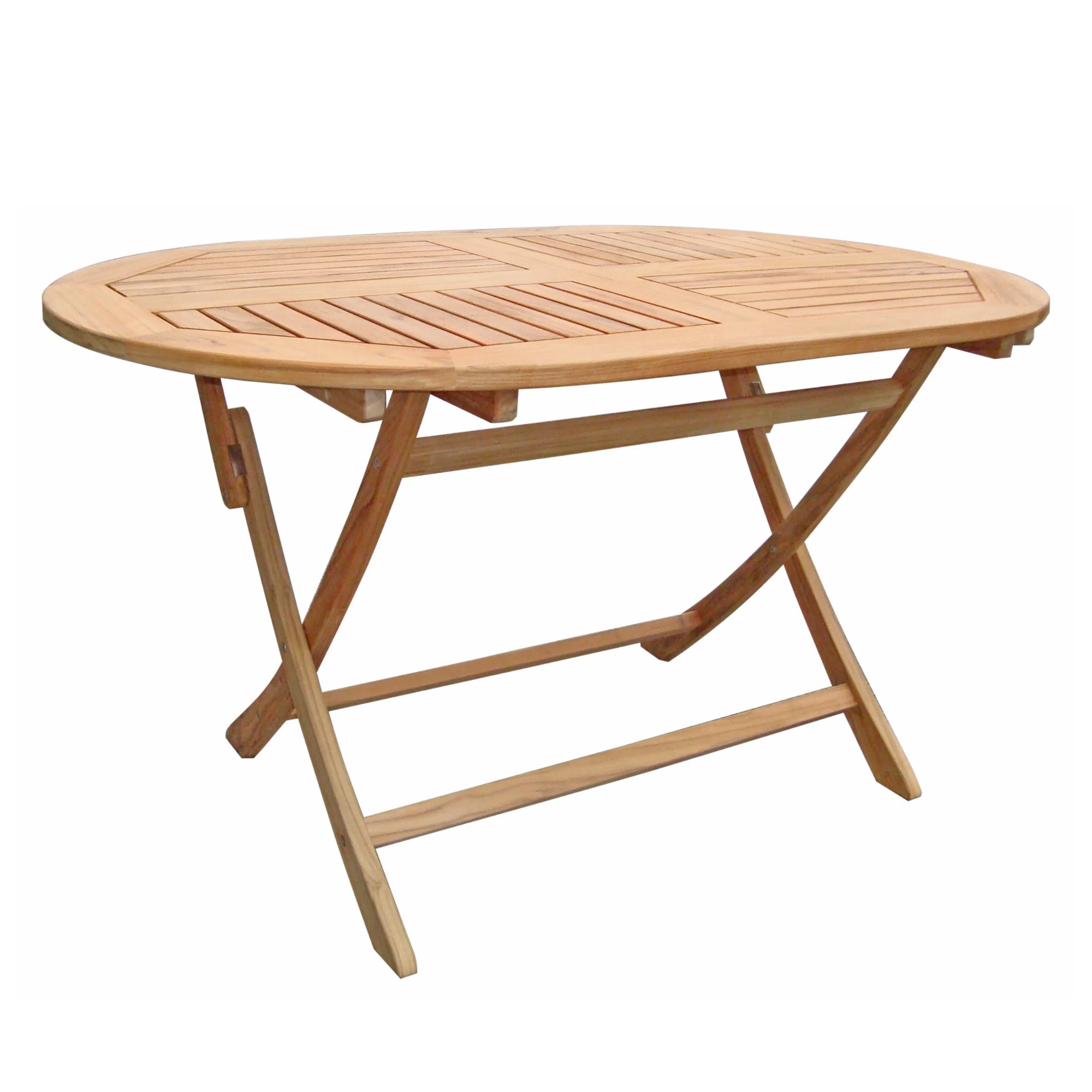 ZEBRA ovaler Gartentisch Poker 140 x 90 cm, aus massivem Teakholz, mit Edelstahlbeschlägen, klappbar